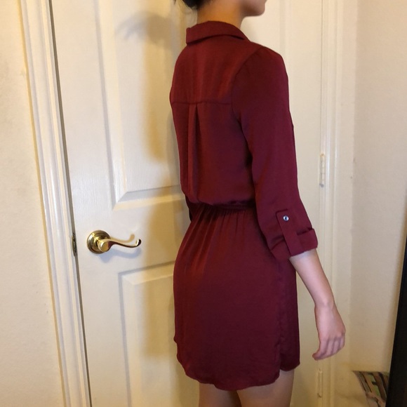 Wine red button up formal dress - Picture 2 of 3